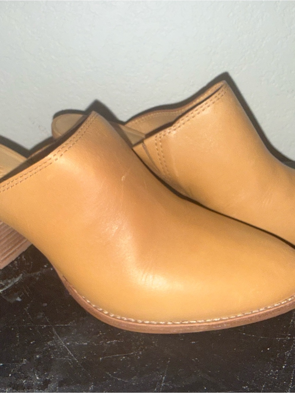 Madewell Tan Leather Slip-On Mules